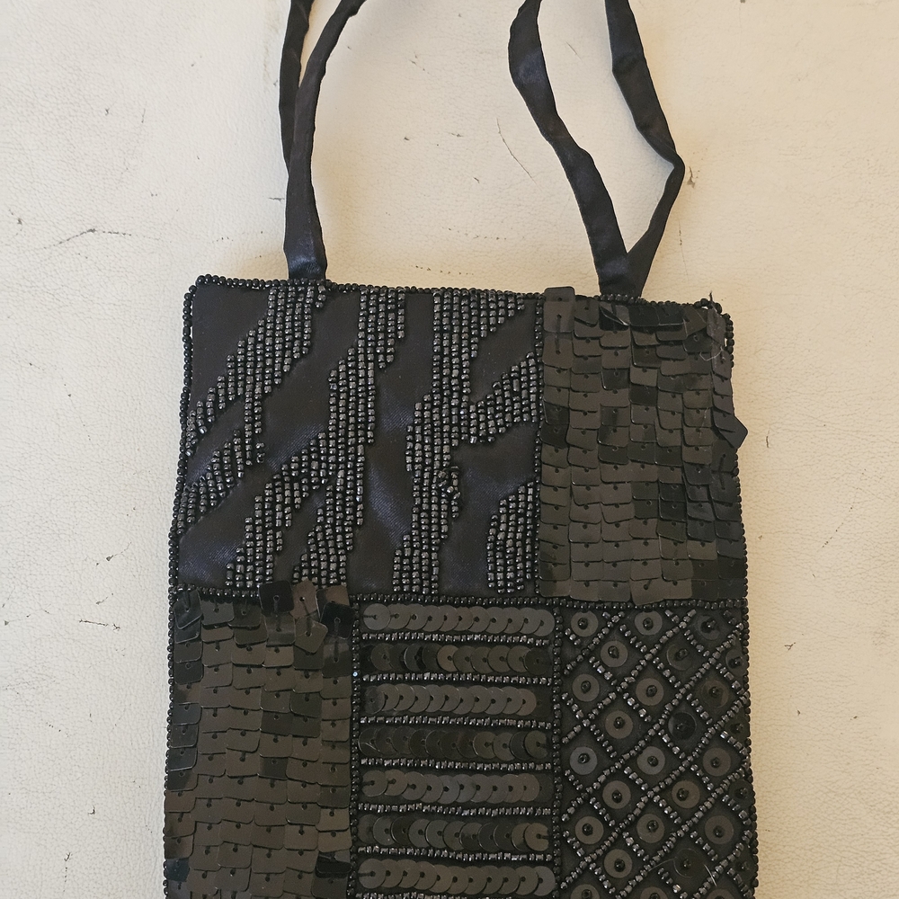 Elegant Black Beaded Women's Bag